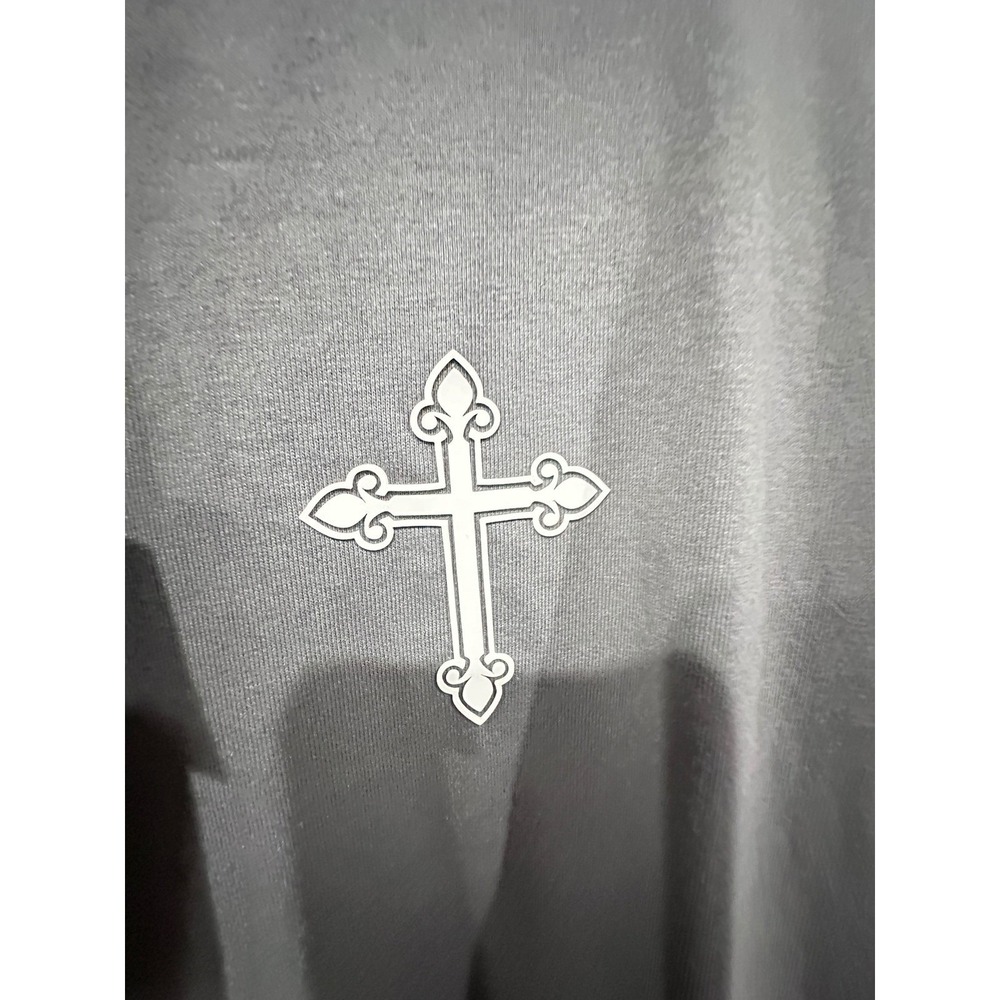 Jaqwin Mens Heavyweight Drop Shoulder T-Shirt Charcoal Gray Gothic Cross Small - Picture 6 of 8